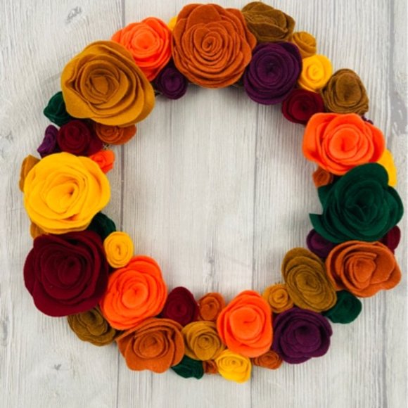 Felt Rose Fall Wreath - Picture 4 of 4